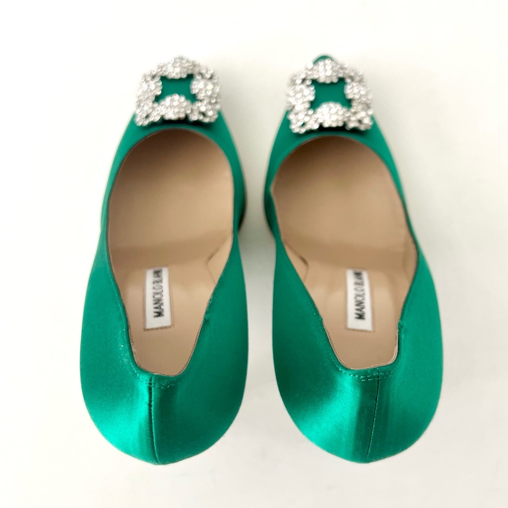 Manolo Blahnik Green Heels with Embellished Buckle - Picture 7 of 14